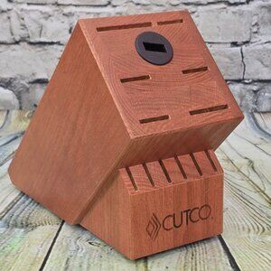Cutco Homemaker Knife Block 13 Slot Honey Oak Holds 12 Knives Sharpener Hole USA